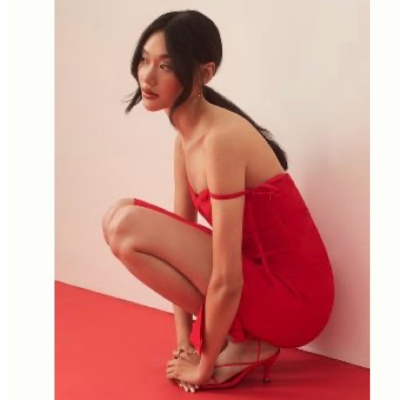 ANTHROPOLOGIE CORSET DRESS -RED - NWT - SZ L - Picture 1 of 4